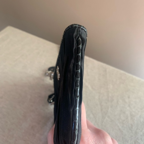 Coach Black Satin Runched Wristlet with Snakeskin Leather Trim - Picture 7 of 10